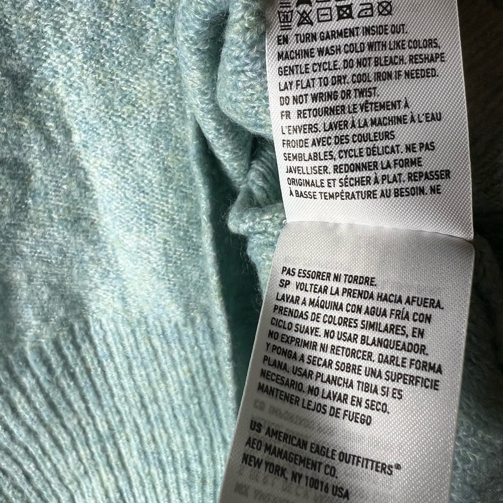 American Eagle Cozy Blue Women's Cowl Neck Sweater - Picture 6 of 8